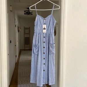 White/ Blue Stripe Dress
